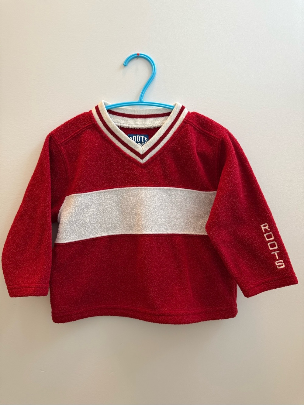 Vintage Roots Kids Large Fits 2T 3T Red White Stripe Fleece Y2K